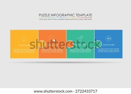 puzzle infographic design with 4 step, graph to describe the steps