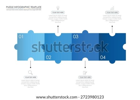 puzzle infographic design with 4 step, graph to describe the steps