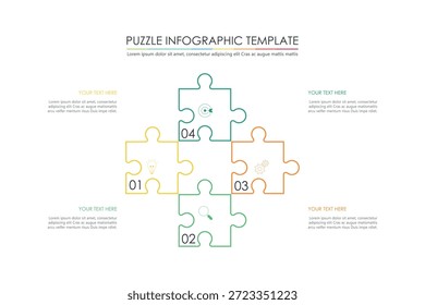 Diseño de infografía de rompecabezas con 5 pasos, gráfico para describir los pasos