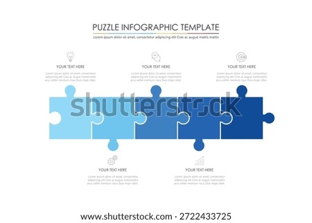 puzzle infographic design with 5 step, graph to describe the steps