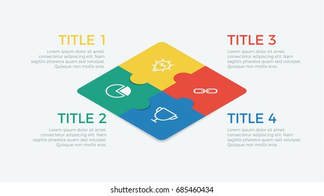 puzzle infographic element vector with four number options, use for step, workflow, diagram, banner, process, business presentation template, web design, timeline.