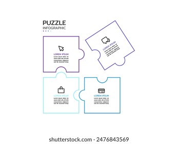 Puzzle infographic with four piece business presentation. Circle infograph. 4 Step puzzle round process diagram.