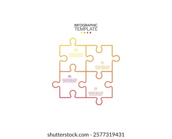 Puzzle infographic with four piece business presentation. Circle infograph. 4 Step puzzle round process diagram.