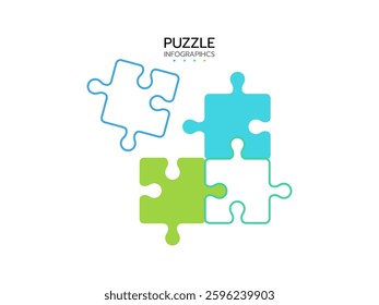 Puzzle infographic with four piece business presentation. Circle infograph. 4 Step puzzle round process diagram.
