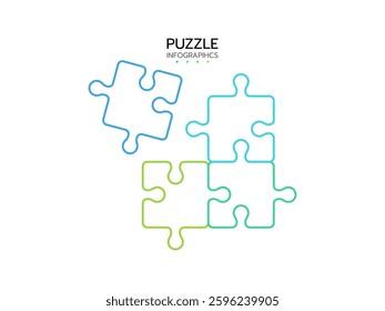 Puzzle infographic with four piece business presentation. Circle infograph. 4 Step puzzle round process diagram.