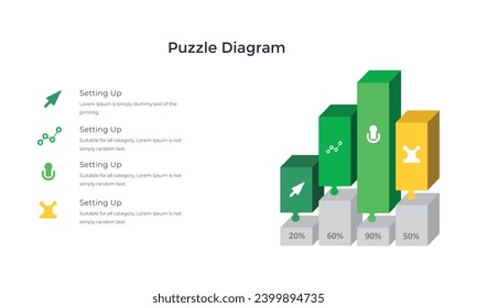 Puzzle infographic growth report template 4 steps