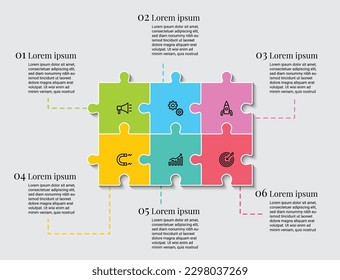 Puzzle infographic six step process