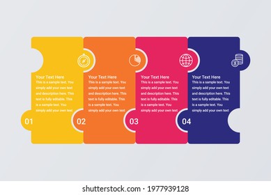 Puzzle infographic steps vector image 4