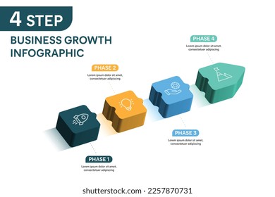 Puzzle Infographic template with icons. 4 Step or Phase or Option. Vector illustration