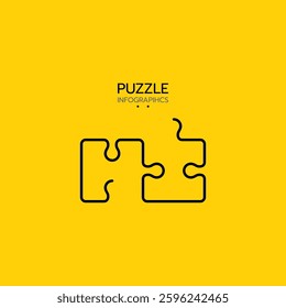 Puzzle infographic with two piece business presentation. Circle infograph. 2 Step puzzle round process diagram.