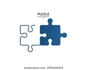 Puzzle infographic with two piece business presentation. Circle infograph. 2 Step puzzle round process diagram.