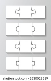 Puzzle infographics grid with 3 pieces in a row. Jigsaw business chain infographic. Process diagram presentation. Business info graphic with steps, parts. Vector illustration