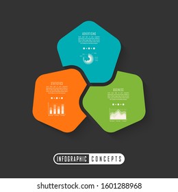 Puzzle infographics template for chart, diagram, web design, presentation, workflow layout. Business concept with 3 options, parts, steps or processes