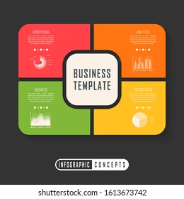 Puzzle infographics template for chart, diagram, web design, presentation, workflow layout. Business concept with 4 options, parts, steps or processes