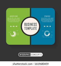 Puzzle infographics template for chart, diagram, web design, presentation, workflow layout. Business concept with 2 options, parts, steps or processes