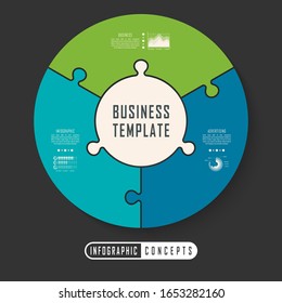 Puzzle infographics template for chart, diagram, web design, presentation, workflow layout. Business concept with 3 options, parts, steps or processes