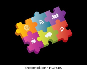 Puzzle integration of communication with internet