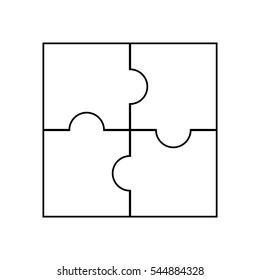 Puzzle isolated from the background. Vector illustration consists of four parts.