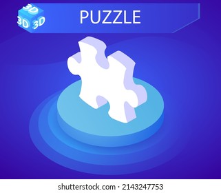 Puzzle isometrisches Design Symbol. Vektorgrafik, Web-Illustration. 3D-Farbkonzept