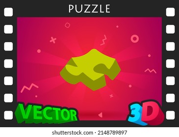 Puzzle isometric design icon. Vector web illustration. 3d colorful concept