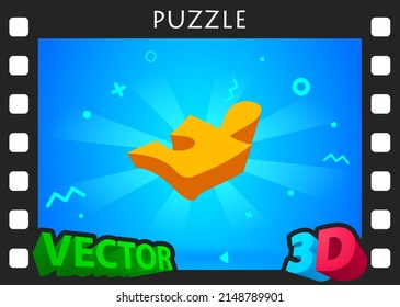 Puzzle isometric design icon. Vector web illustration. 3d colorful concept