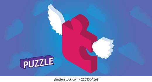 Icono de diseño isométrico del rompecabezas. Ilustración web de vectores. 3.ª colorida concepción