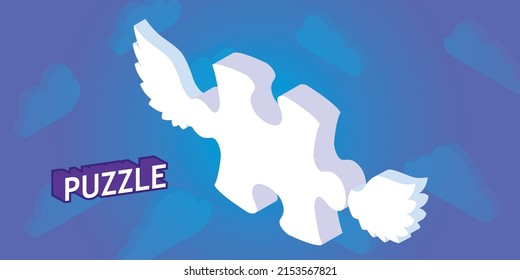 Puzzle isometric design icon. Vector web illustration. 3d colorful concept