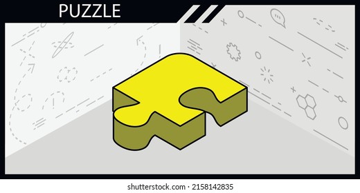 Icono de diseño isométrico del rompecabezas. Ilustración web de vectores. 3.ª colorida concepción