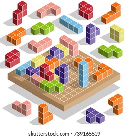 Puzzle. Isometric. Vector illustration.