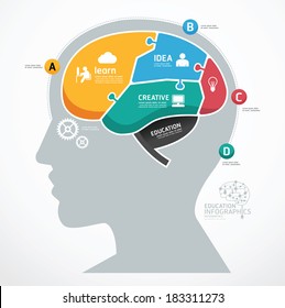 Puzzle Jigsaw Abstract Human Brain Infographic Template. Concept Vector Illustration