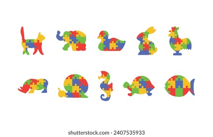 Puzzle Jigsaw Animals Element Set