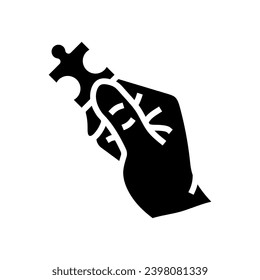 puzzle jigsaw hand glyph icon vector. puzzle jigsaw hand sign. isolated symbol illustration