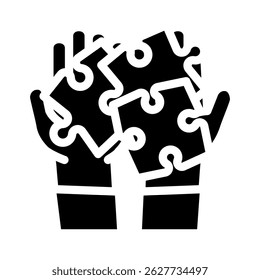 quebra- cabeça de quebra- cabeça de quebra- cabeça ícone de glifo vetor. quebra- cabeça de quebra- cabeça sinal de mão. símbolo isolado ilustração