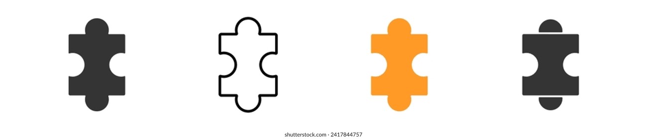 Puzzle jigsaw icon set. Plugins symbol mosaic. Isolated modern part puzzle in vector design flat style