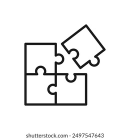 Puzzle or jigsaw icon vector isolated on blank background. color editable