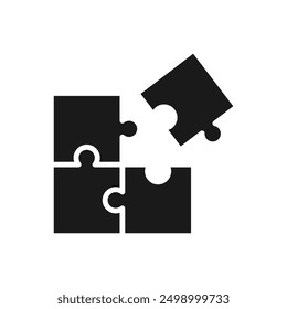 Puzzle or jigsaw icon vector isolated on blank background. color editable