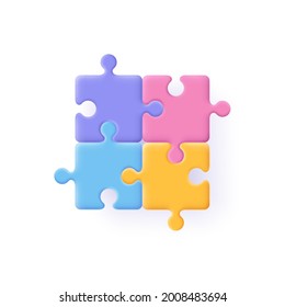 Puzzle, jigsaw, incomplete data concept. Puzzle pieces icon. 3d vector illustration.