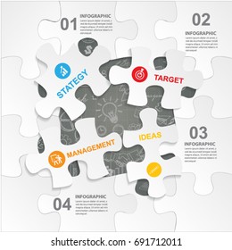 Puzzle jigsaw infographic design.can used for banner chart diagram workflow timeline and web design,presentation templates background.Vector illustration.