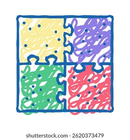 puzzle jigsaw kindergarten doodle icon sketch vector. puzzle jigsaw kindergarten sign. isolated symbol illustration