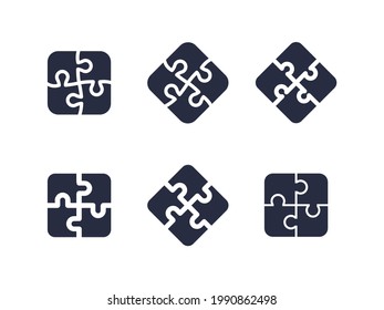 Puzzle, juego de iconos de la línea de rompecabezas.