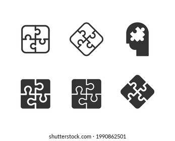 Puzzle, jigsaw line icon set.