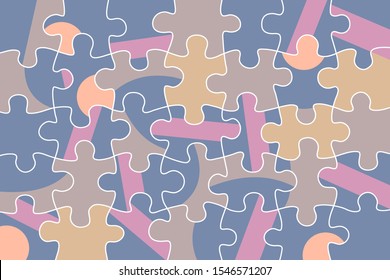 Puzzle And Jigsaw Mismatch - Random Incorrect Pieces Fit Together - Randomness, Confusion, Mess, Disorder, Disarray And Chaos. Vector Illustration