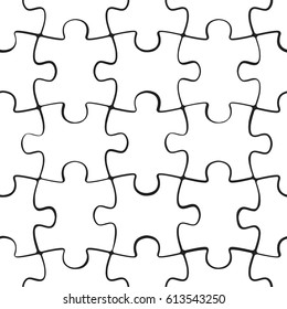 Puzzle jigsaw seamless pattern. Board game square template. Vector illustration.