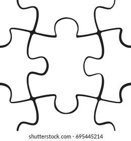 Puzzle jigsaw seamless pattern. Board game square template. Vector illustration.