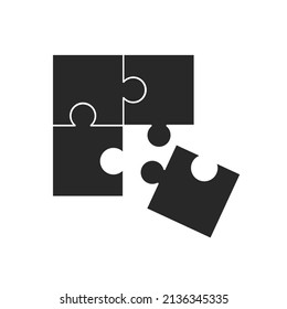 Puzzle jigsaw set of 4 Vector icon in flat design . suitable for material web or toys 