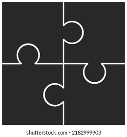 Puzzle Jigsaw set of 9  vector flat design in monochrome color with various type of shape ready to use and free editable 