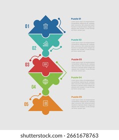 Puzzle rompecabezas forma base infografía diagrama con forma de rombo en la dirección de la Vertical con 3 pasos para el Vector de presentación de diapositivas