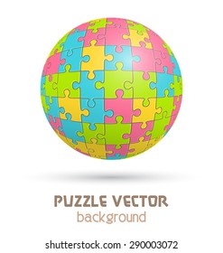 Puzzle Jigsaw Sphere Isolated on White Background