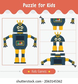 Puzzle for kids educational game children. Cut out and glue puzzle vector graphic