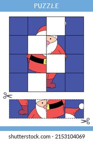 Puzzle for kids. Find the missing parts of the picture. Simple educational game. Cut and glue. Vector worksheet